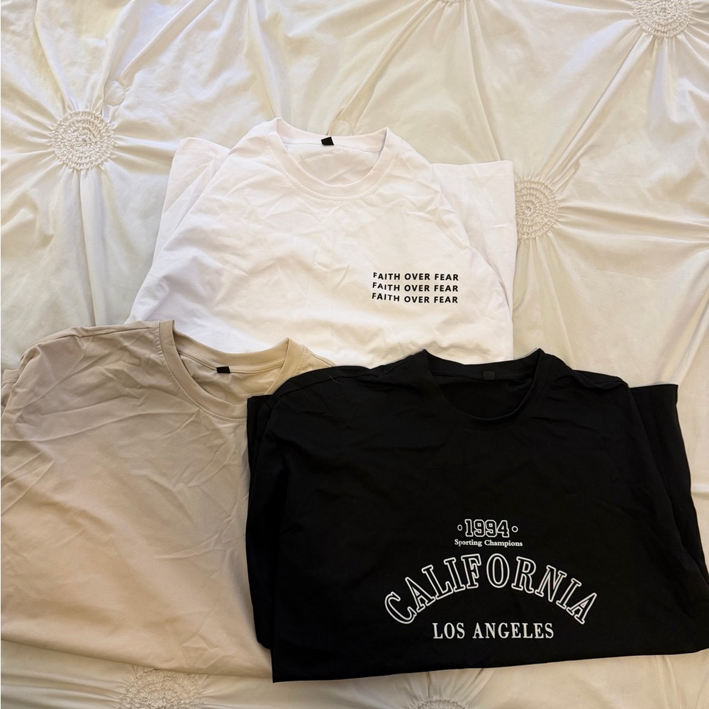 SHEIN Black, White, and Tan Graphic Tees